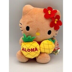 2025 NEW-HAWAII DOLE PLANTATION EDITION TAN Hello Kitty 6" PLUSH : TWO PINEAPPLE